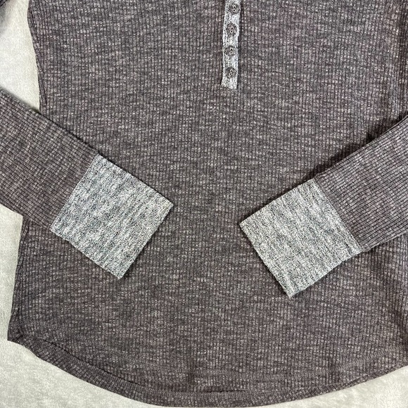 Bella Swan Elana Gilbert Long Sleeve Top Womens Large Brown/Gray Stretch - Picture 6 of 11